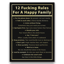 Load image into Gallery viewer, 12 Fucking Rules For A Happy Family