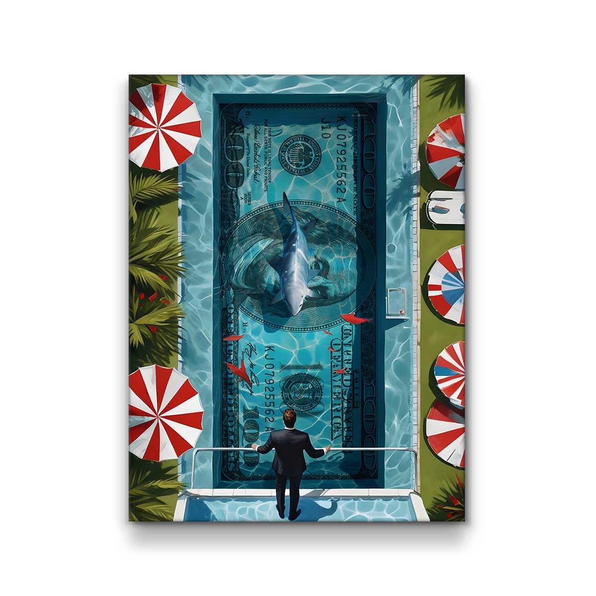 Financial Freedom Wall Art, Motivational Investor Canvas, Shark