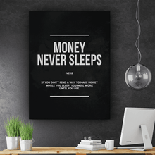 Load image into Gallery viewer, Money Never Sleeps Verb - Success Hunters Prints