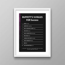 Load image into Gallery viewer, Buffett's 10 Rules For Success - Success Hunters Prints
