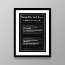 Load image into Gallery viewer, The Wolf Of Wall Street Rules For Success - Success Hunters Prints
