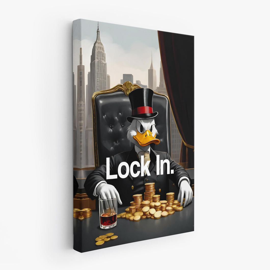 Lock In Motivational Wall Art Canvas Print, Wealth Mindset Duck Poster ...