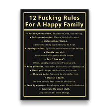 Load image into Gallery viewer, 12 Fucking Rules For A Happy Family
