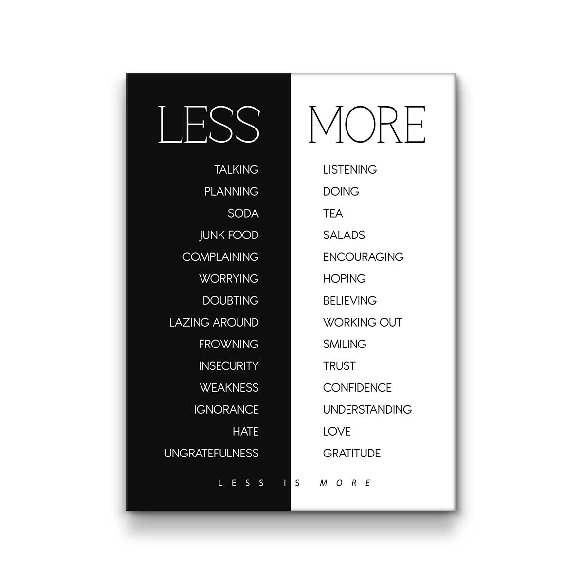 Less Is More Inspiration Wall Art Office Decor Canvas Print Positive ...