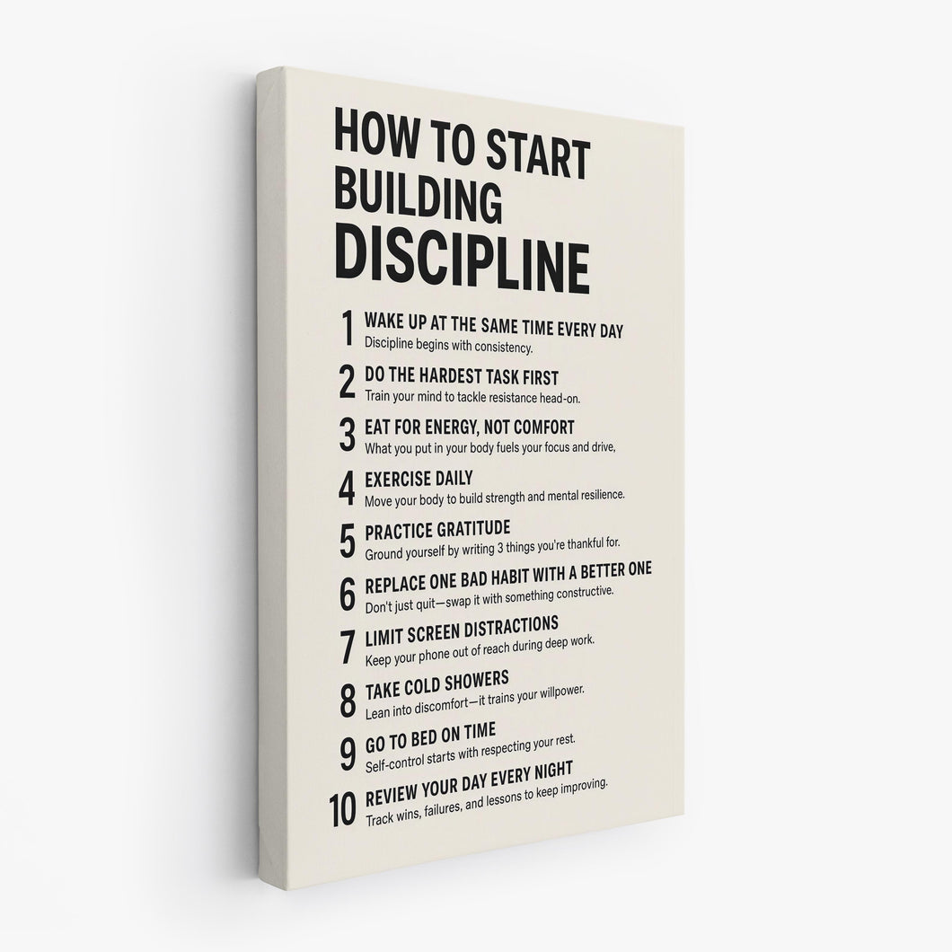 How To Build Discipline Wall Art, Motivational Poster, Success Mindset ...
