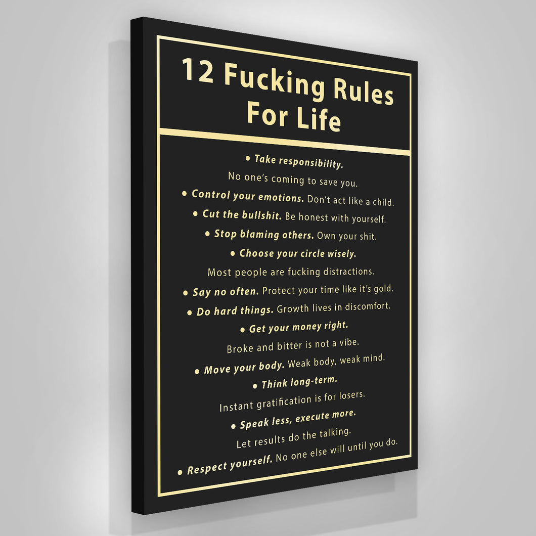12 Fucking Rules For Life Wall Art Office Decor Motivational Canvas 12-fucking-rules-for-life-wall-art-office-decor-motivational-canvas