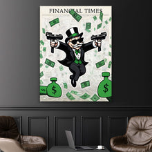 Load image into Gallery viewer, Money Robber Wall Art Motivational Canvas Print, Financial Wealth Decor, Investment Inspiration, Entrepreneur Money Investing Mindset Poster
