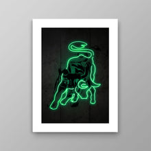 Load image into Gallery viewer, Neon Wall Street Charging Bull
