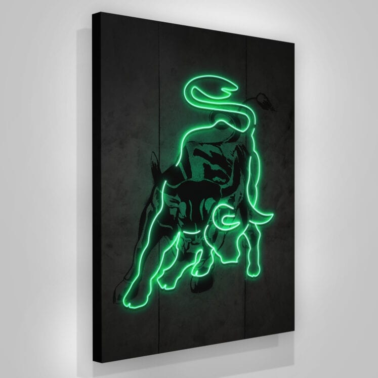 Neon Wall Street Charging Bull - Success Hunters Prints