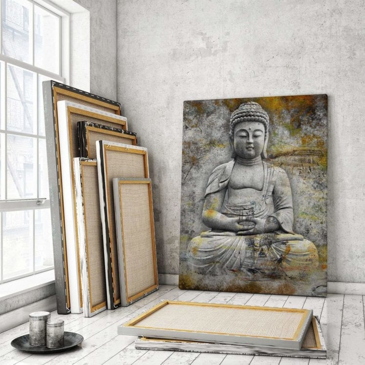 Large Buddha Canvas Painting – Yoga Mandala Shop