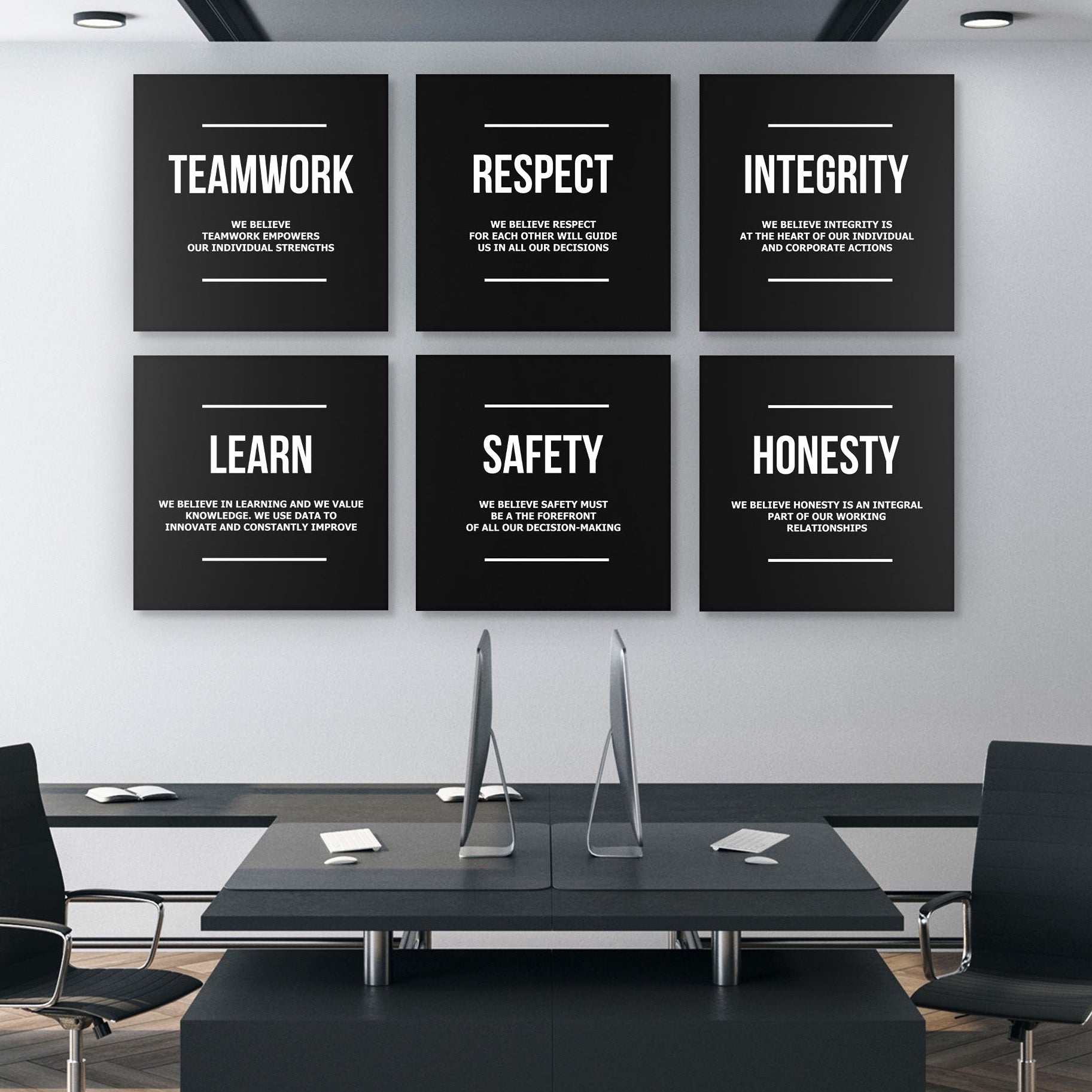 6x Company Core Values Inspiration Wall Art Canvas Prints Team Office ...