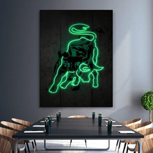 Load image into Gallery viewer, Neon Wall Street Charging Bull - Success Hunters Prints
