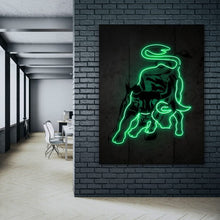 Load image into Gallery viewer, Neon Wall Street Charging Bull - Success Hunters Prints
