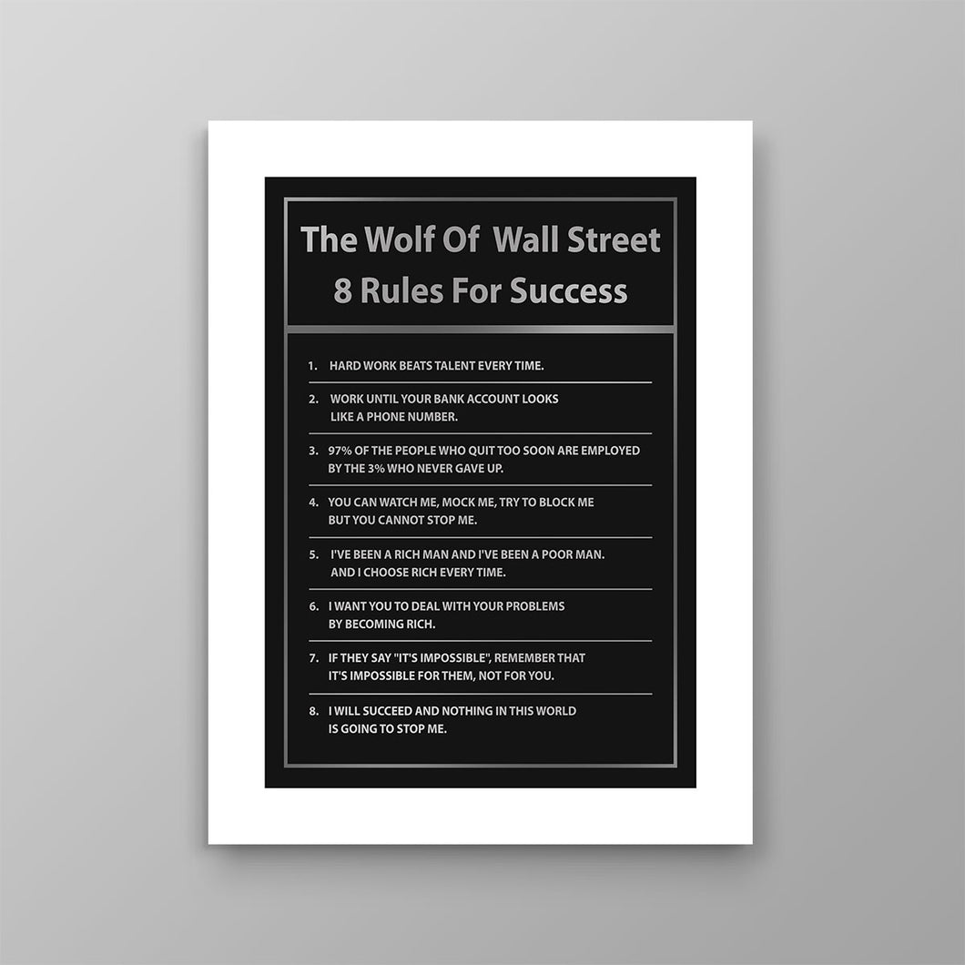 The Wolf Of Wall Street Rules For Success - Success Hunters Prints