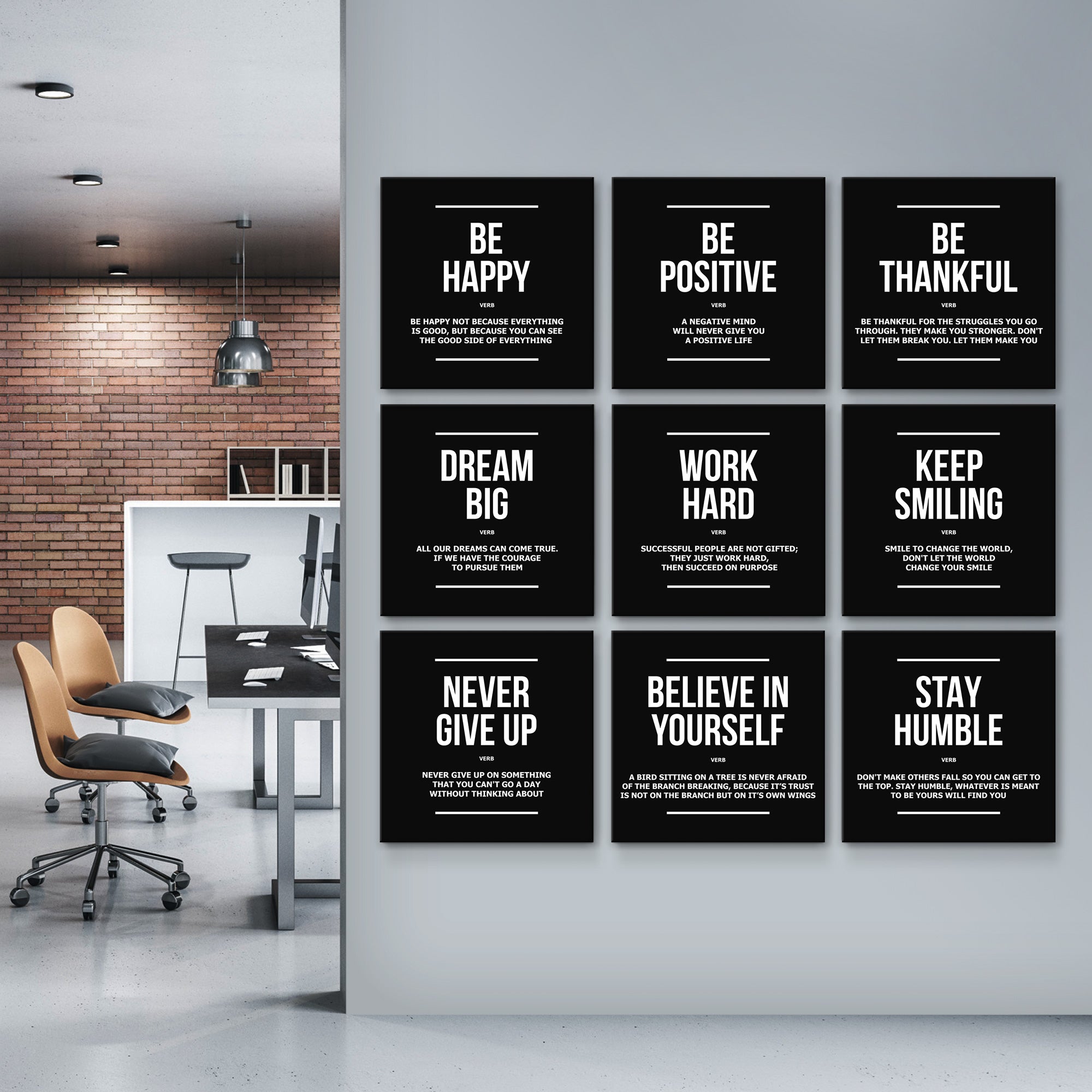 9x Office Decor Inspirational Definitions Motivation Wall Art Canvas –  Success Hunters Prints